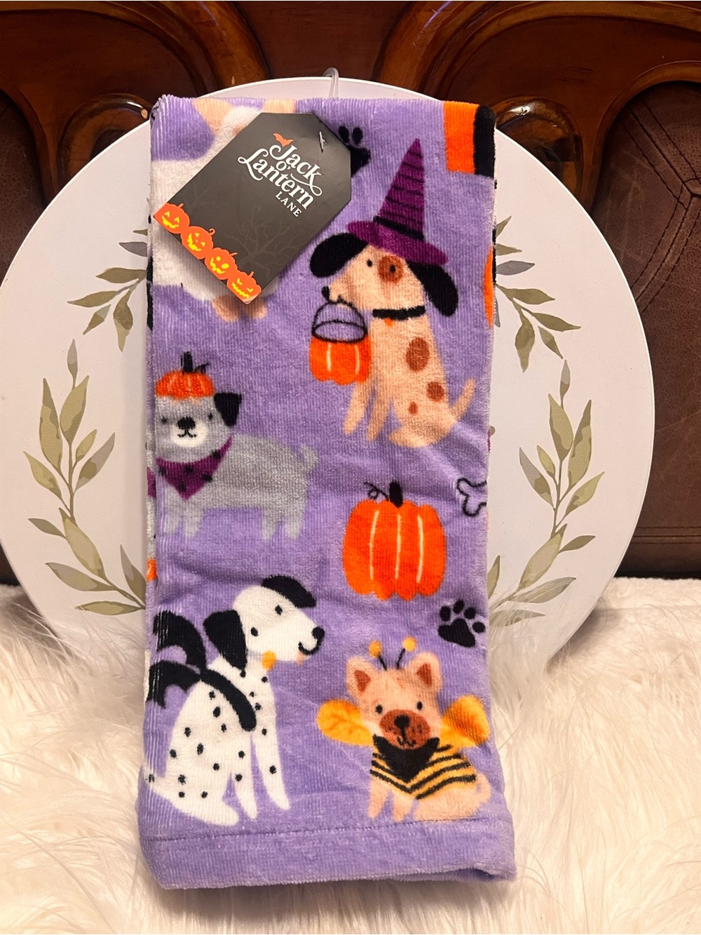 Jack Lantern NWT Purple Halloween dog kitchen or bathroom tawel